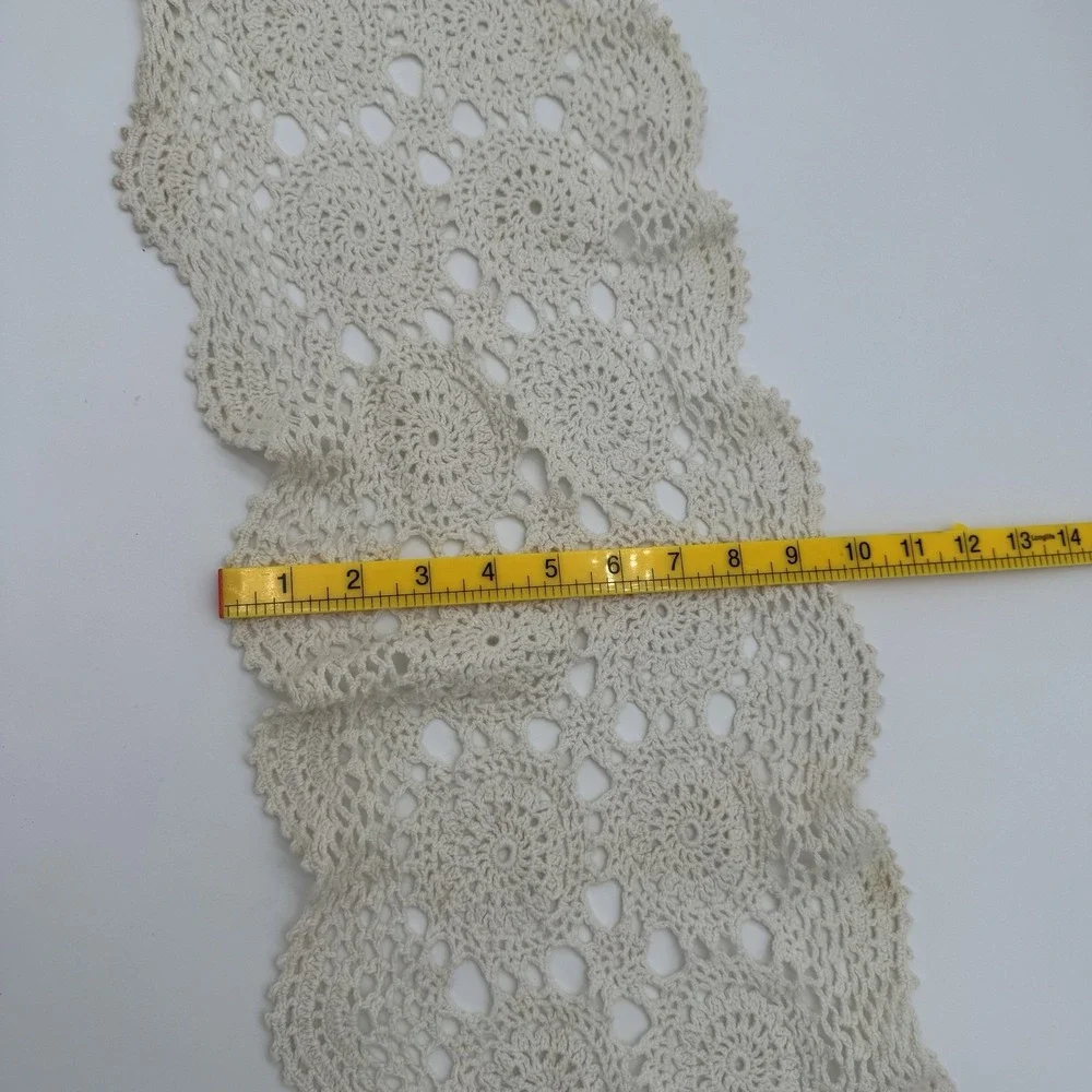 Vintage Crochet Doilies &‎ Table Runner Lot 6pc Ivory Farmhouse Cottage Cotton